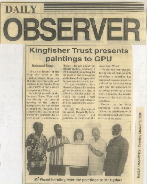Kingfisher Trust donates Pictures to The Gambia Press Union