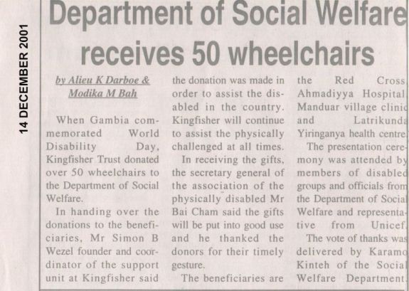 Department of Social Welfare receives 50 wheelchairs