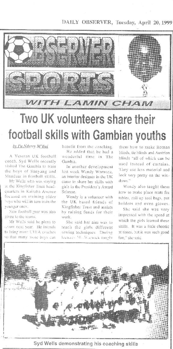 Two UK volunteers share their football skills with Gambian youths