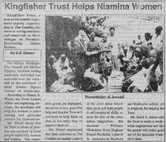 Kingfisher Trust helps Niamina Women