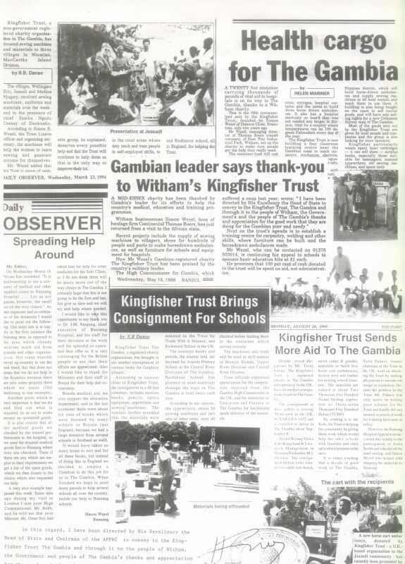 Newspaper Articles Collage !, of Kingfisher Trust - The Gambia around 1994