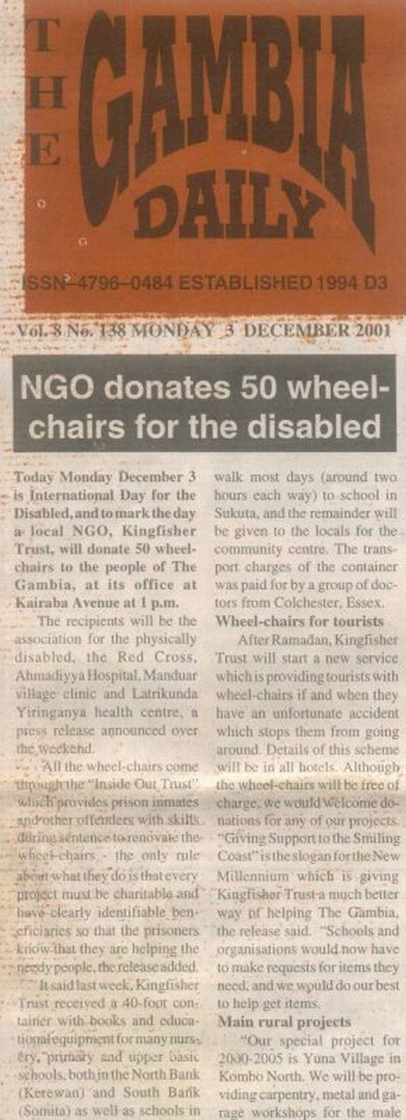 NGO donates 50 wheel chairs for the disabled