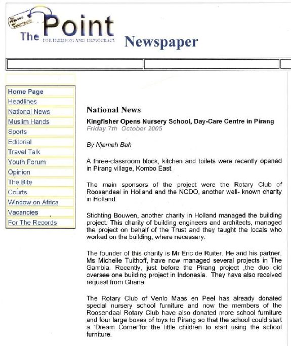 Kingfisher opens Nursery School, Day-Care Centre in Pirang